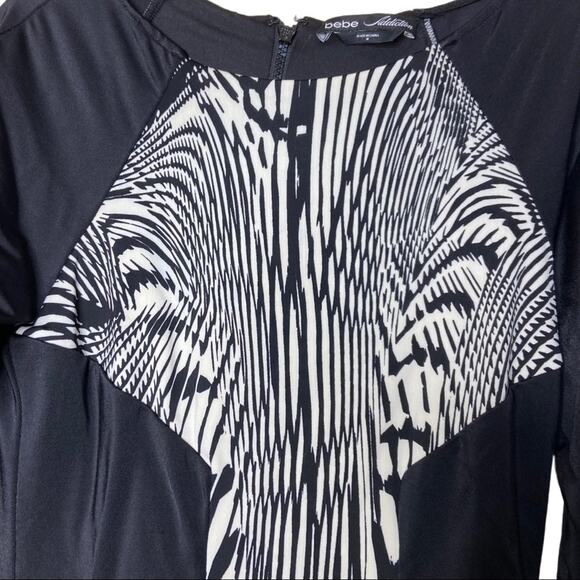 Bebe Addiction Abstract Long Sleeve Bodycon Dress Women's Size Medium - Picture 2 of 10